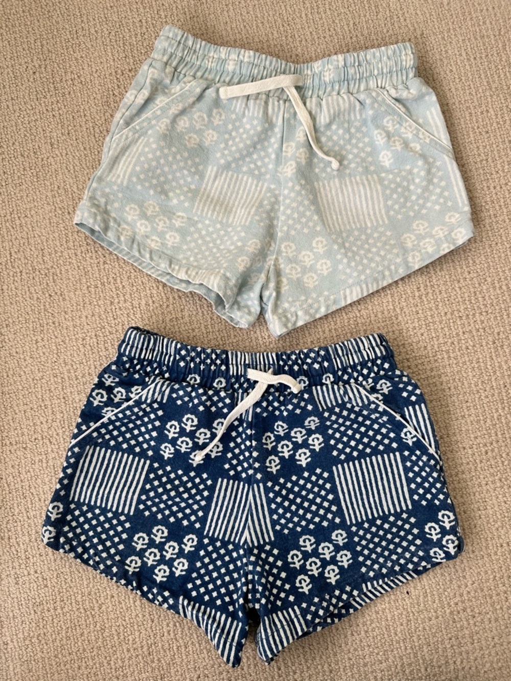 Kids Cotton Drawstring Shorts in Light Blue and Navy - Pack